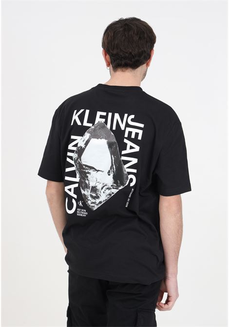 Black men's t-shirt with Calvin Klein Stacked Modern Metals print CALVIN KLEIN JEANS | J30J324759BEHBEH
